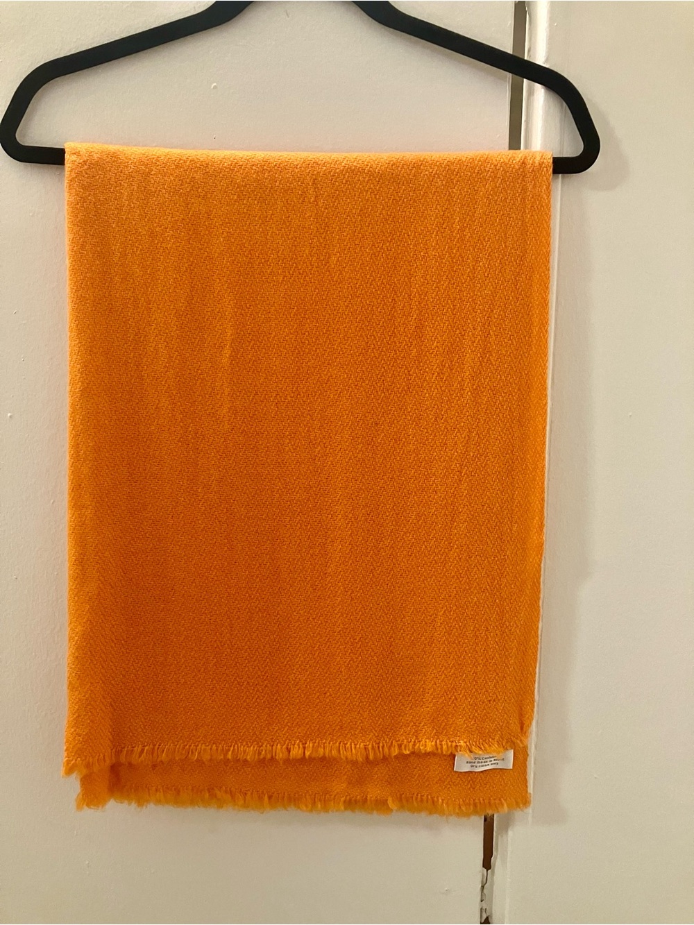 100% Cashmere Orange Woven Thin Large Scarf Wrap Approx 29”x80” Fall Halloween